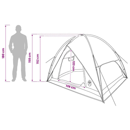 vidaXL Camping Tent with Rainfly Water-resistant 4-Person - Grey - 245 x 245 x 149 cm
