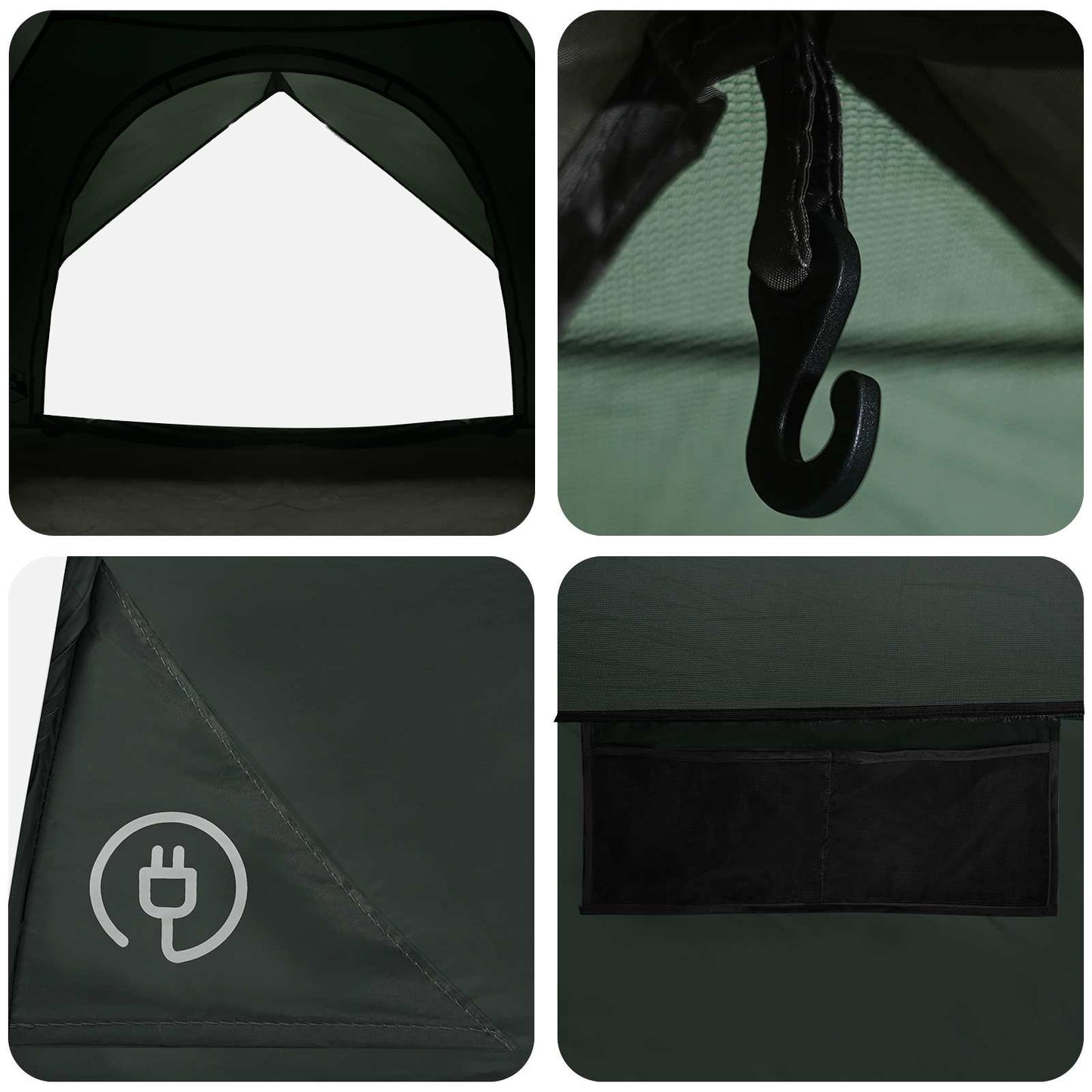 vidaXL Camping Tent with Rainfly Water-resistant 4-Person Army Green - 245 x 245 x 149 cm