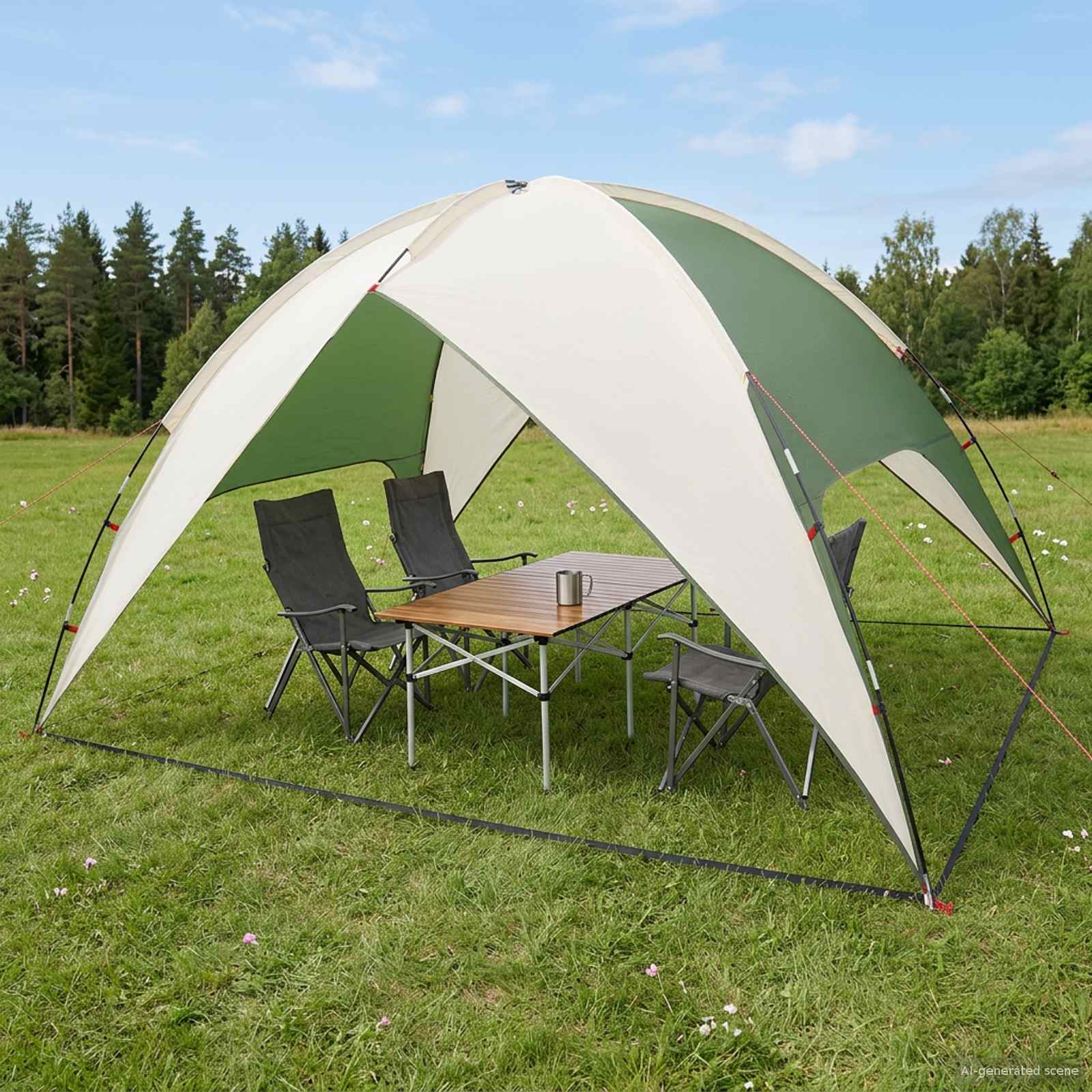 vidaXL Camping Tent with Rainfly Water-resistant 4-Person Green