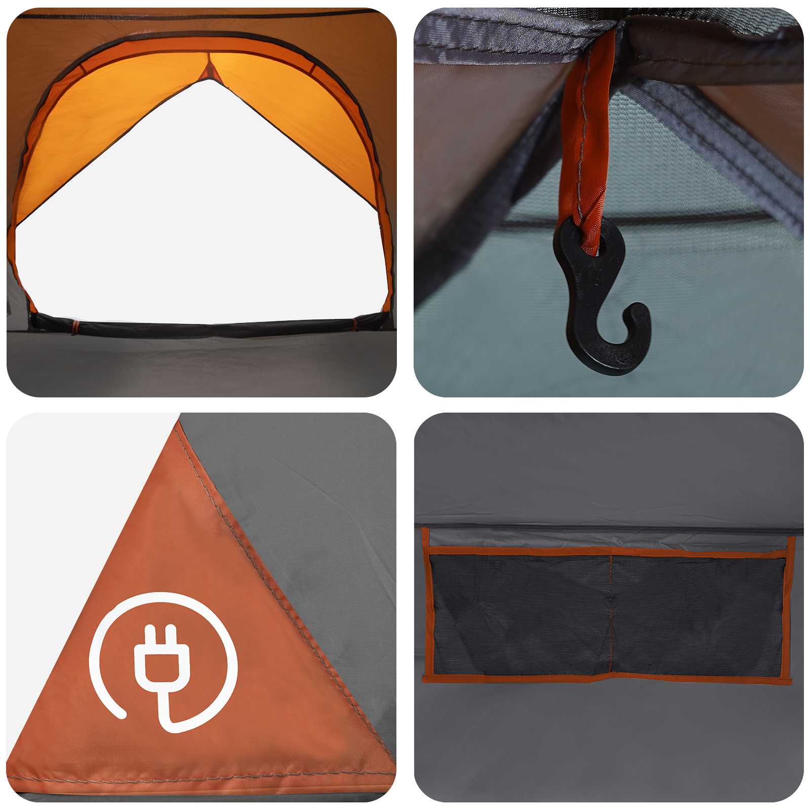 vidaXL Camping Tent with Rainfly Water-resistant 4-Person - Grey - 310 x 245 x 160 cm