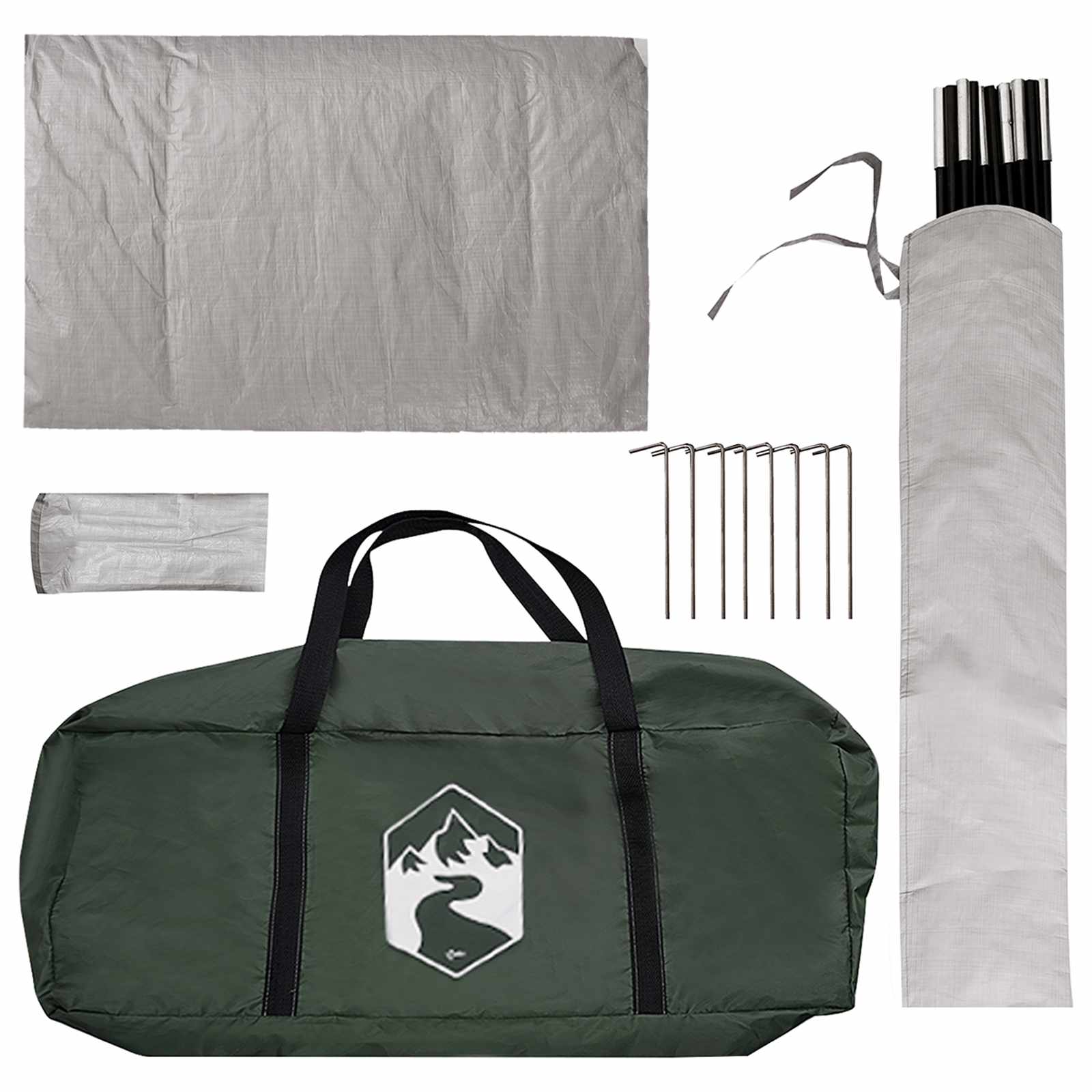 vidaXL Camping Tent with Rainfly Water-resistant 4-Person Army Green - 310 x 245 x 160 cm