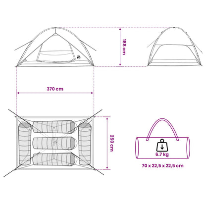vidaXL Camping Tent with Rainfly Water-resistant 4-Person Green - 360 x 245 x 185 cm