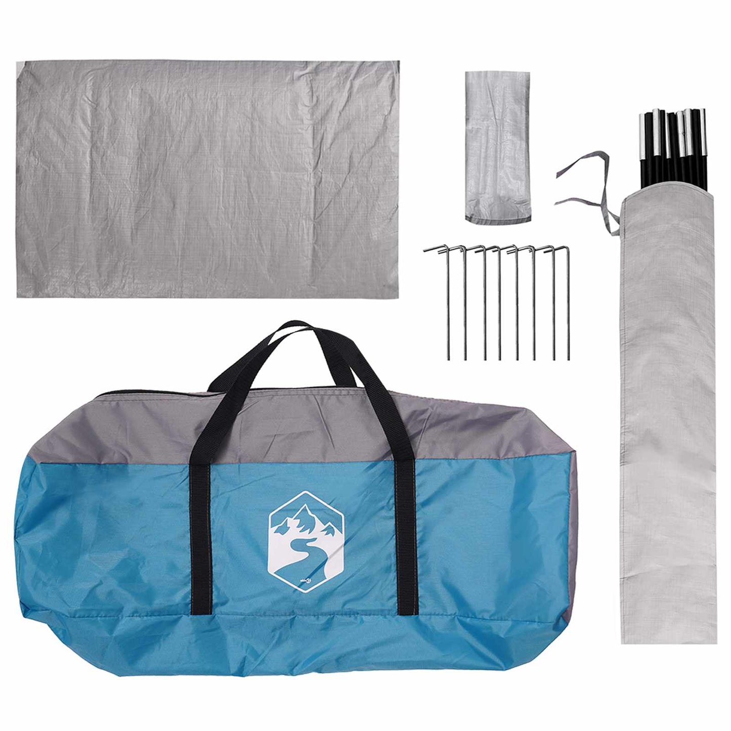 vidaXL Camping Tent with Rainfly Water-resistant 4-Person Blue - 360 x 245 x 185 cm