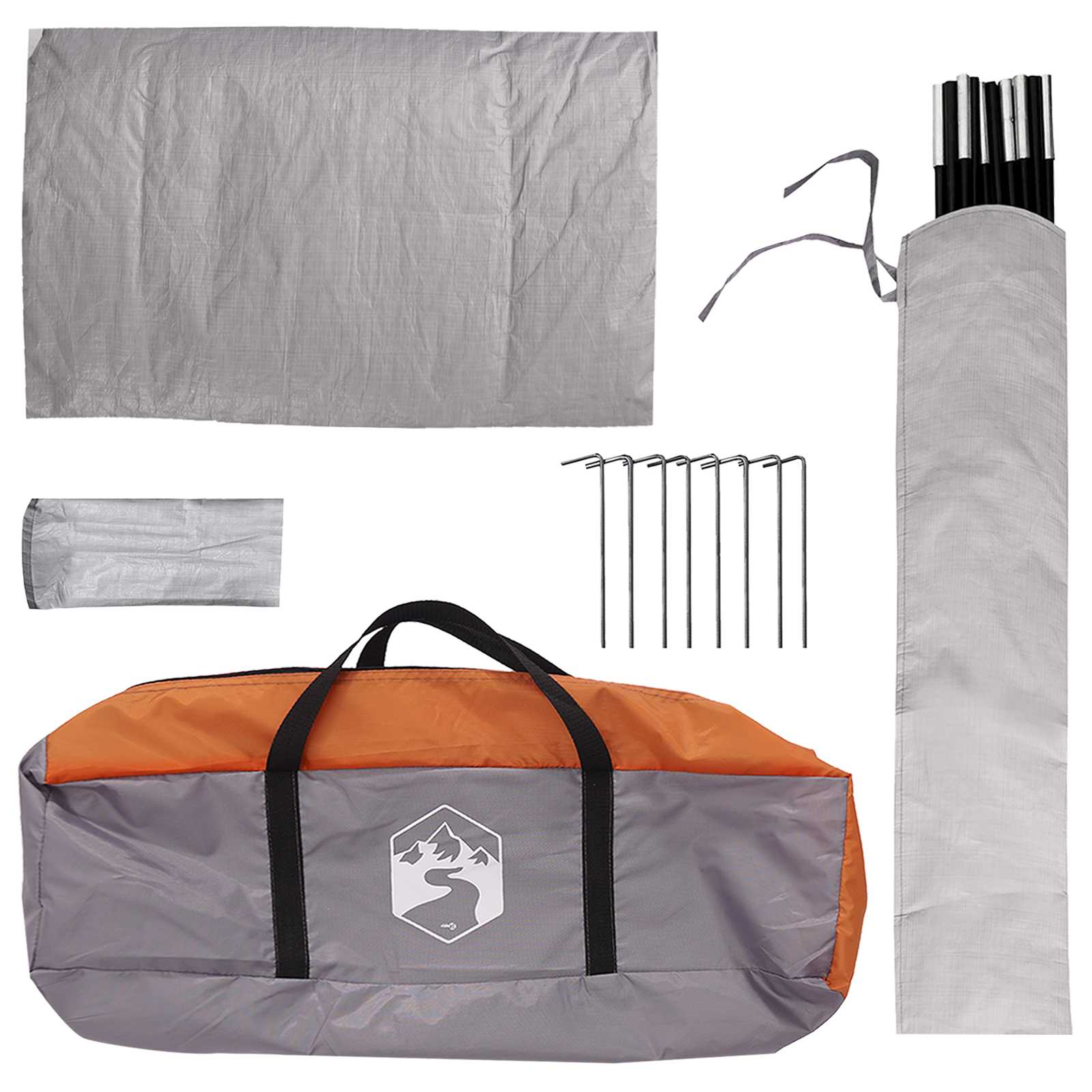 vidaXL Camping Tent with Rainfly Water-resistant 4-Person - Grey - 360 x 245 x 185 cm