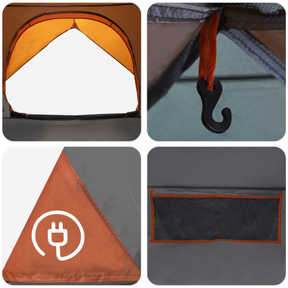 vidaXL Camping Tent with Rainfly Water-resistant 4-Person - Grey - 360 x 245 x 185 cm