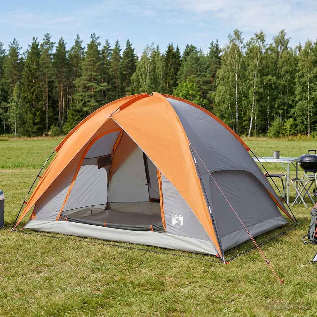 vidaXL Camping Tent with Rainfly Water-resistant 4-Person - Grey - 360 x 245 x 185 cm
