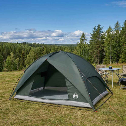 vidaXL Camping Tent with Rainfly Water-resistant 4-Person Army Green - 360 x 245 x 185 cm