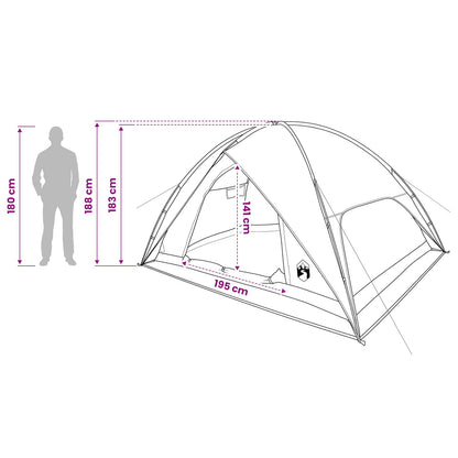 vidaXL Camping Tent with Rainfly Water-resistant 4-Person Army Green - 360 x 245 x 185 cm