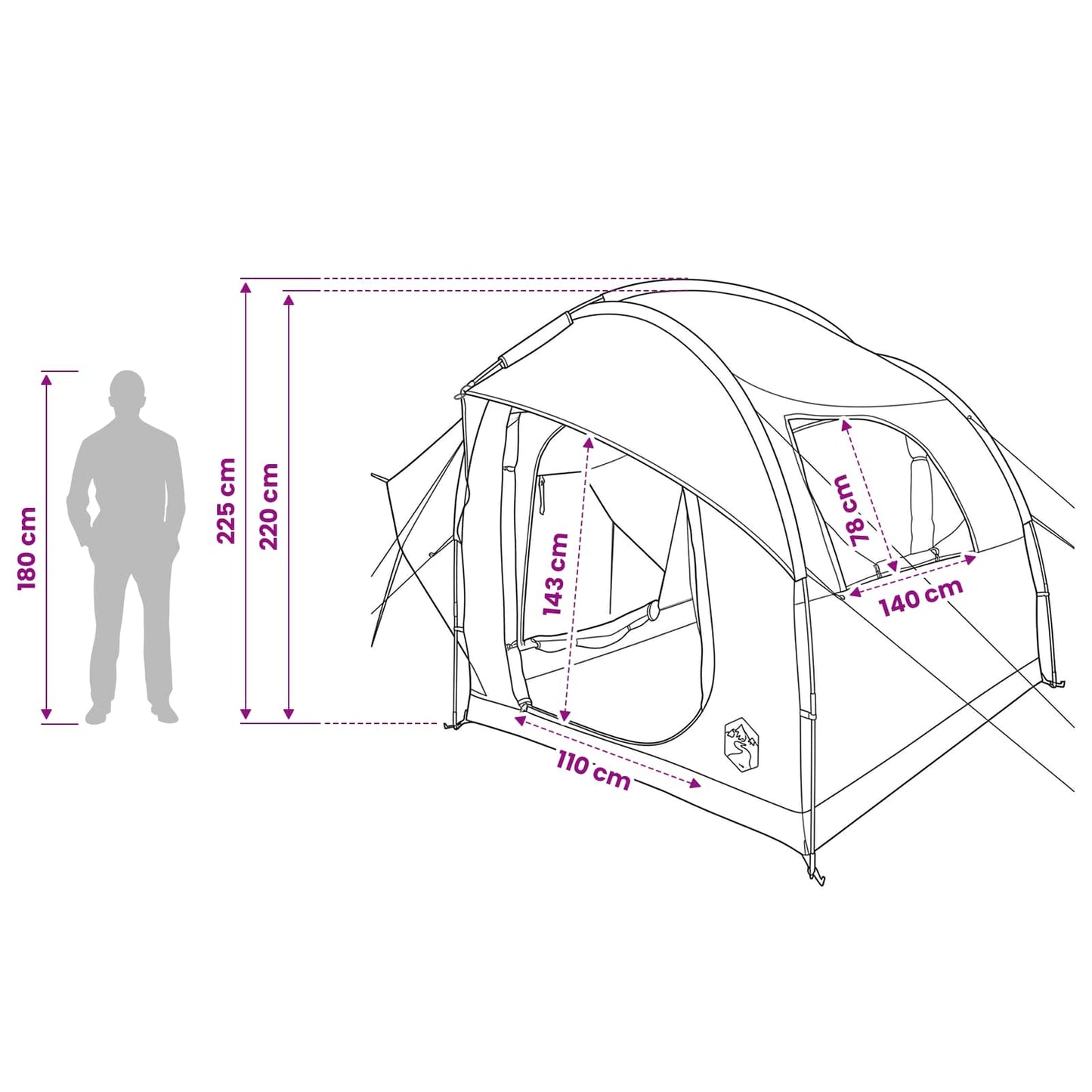 vidaXL Car Tent with Roof Green 239 x 210 x 210 cm Polyester and Steel