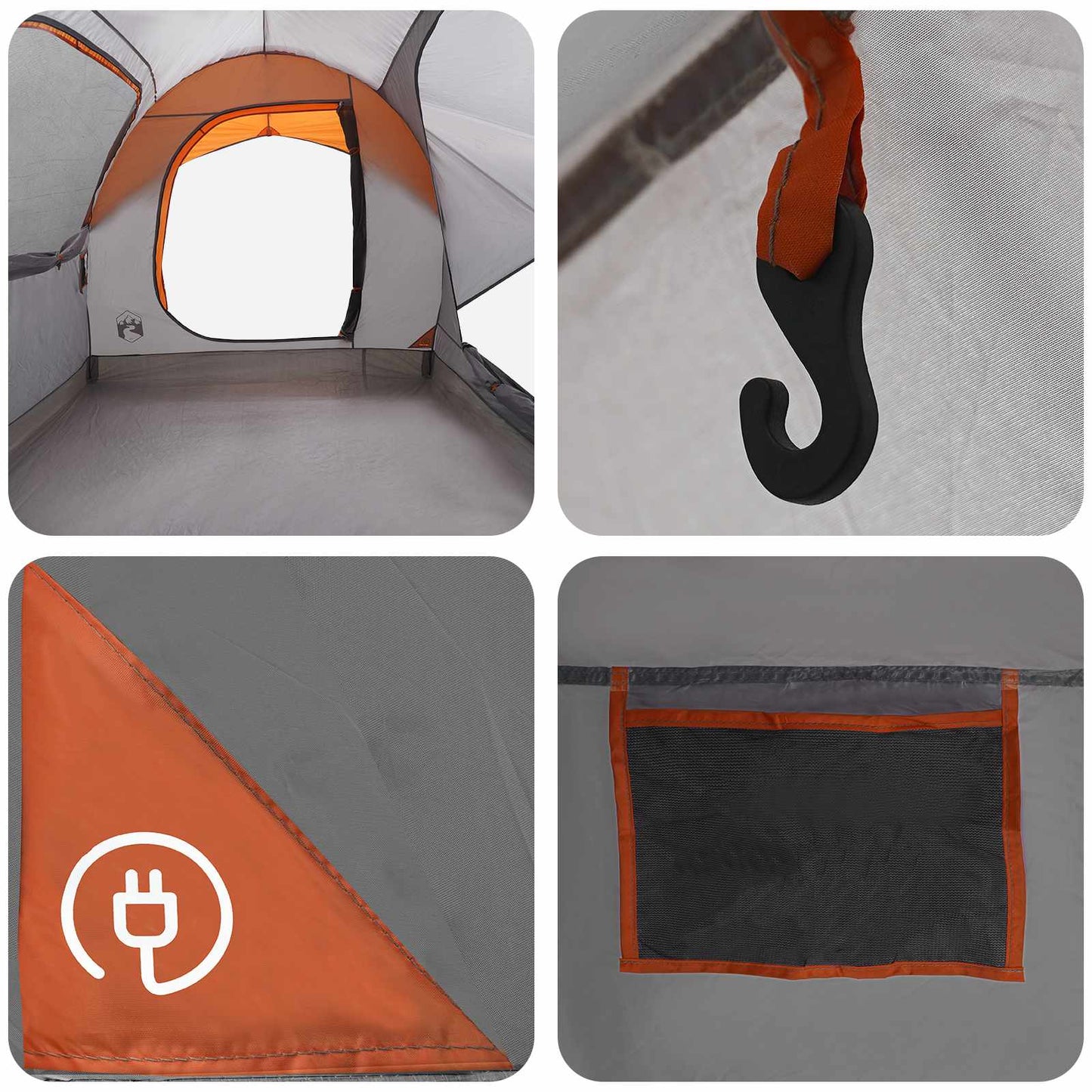 vidaXL Car Tent Grey and Orange 239 x 210 x 210 cm Polyester and Steel