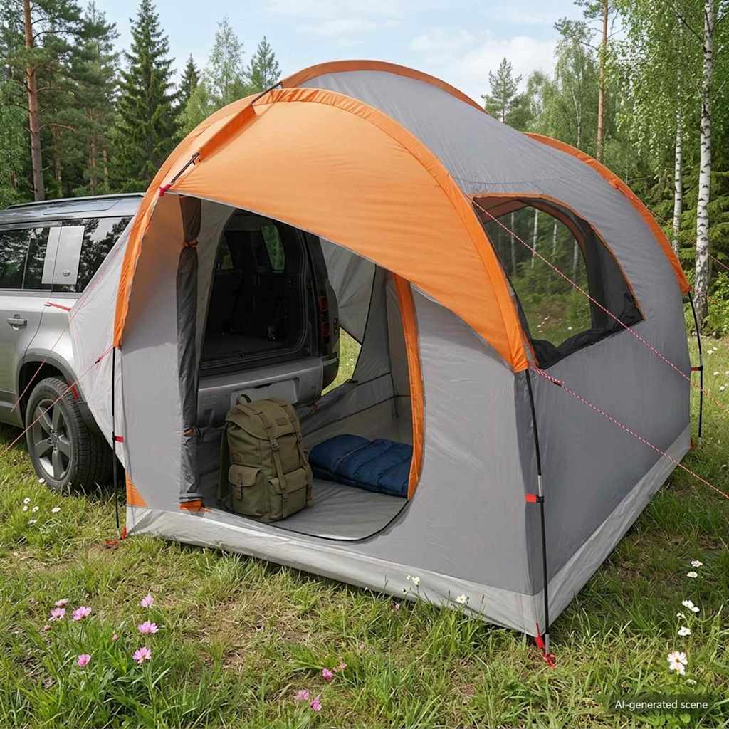 vidaXL Car Tent Grey and Orange 239 x 210 x 210 cm Polyester and Steel