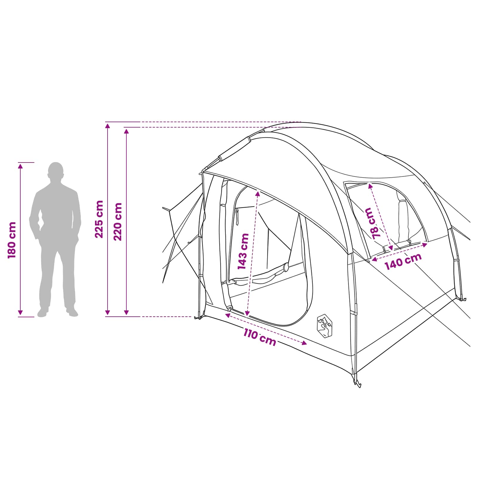 vidaXL Car Tent Grey and Orange 239 x 210 x 210 cm Polyester and Steel