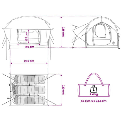 vidaXL Car Tent Grey and Orange 239 x 210 x 210 cm Polyester and Steel