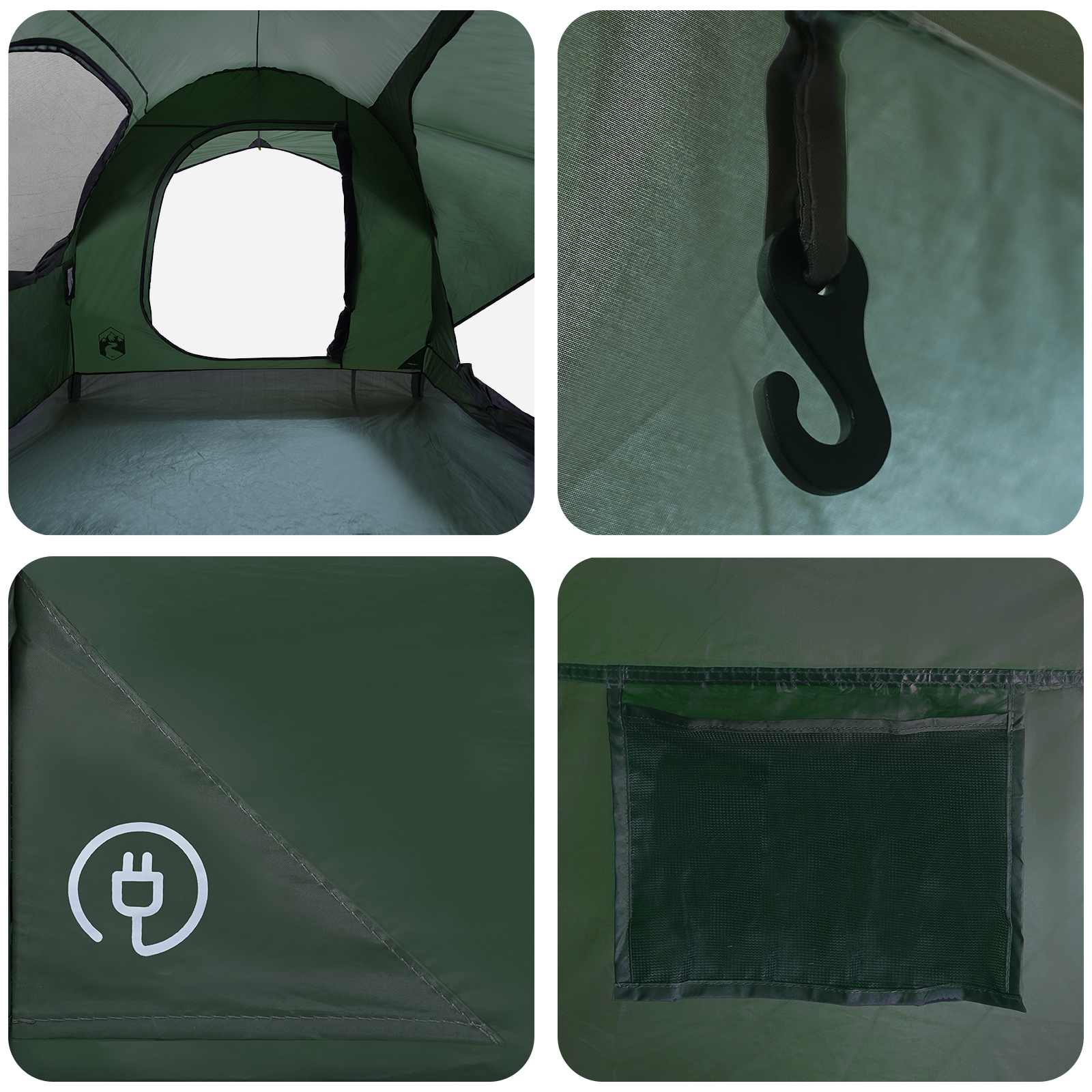 vidaXL Car Tent Army Green 239 x 210 x 210 cm Polyester and Steel