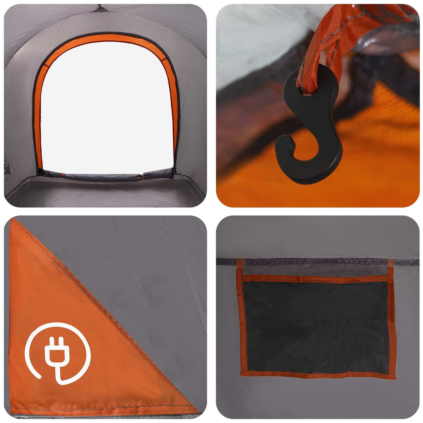 vidaXL Car Tent 200 x 170 x 170 cm Grey and Orange Polyester and Steel