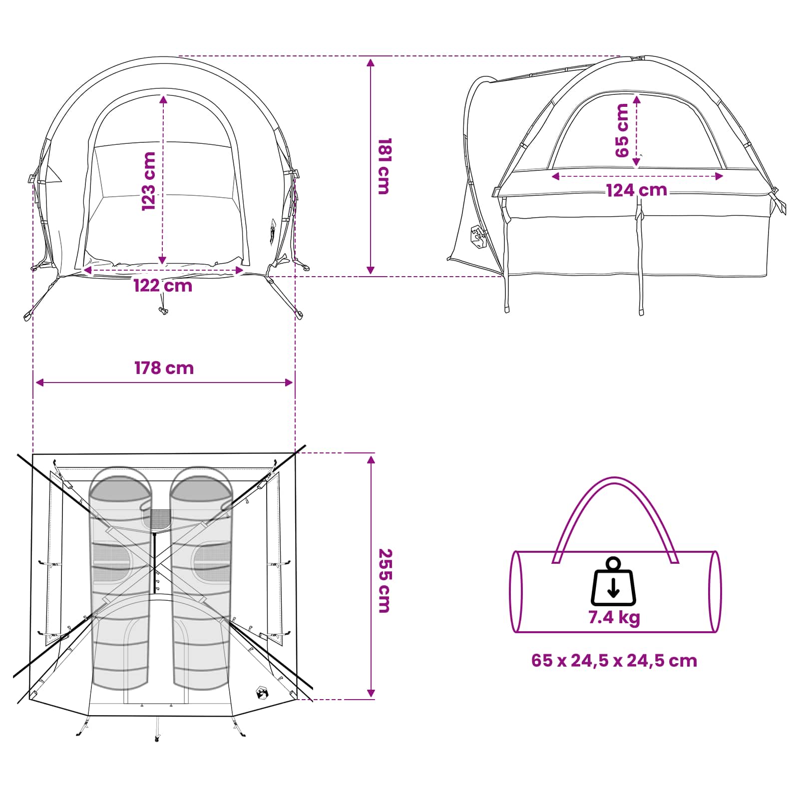 vidaXL Car Tent 200 x 170 x 170 cm Grey and Orange Polyester and Steel