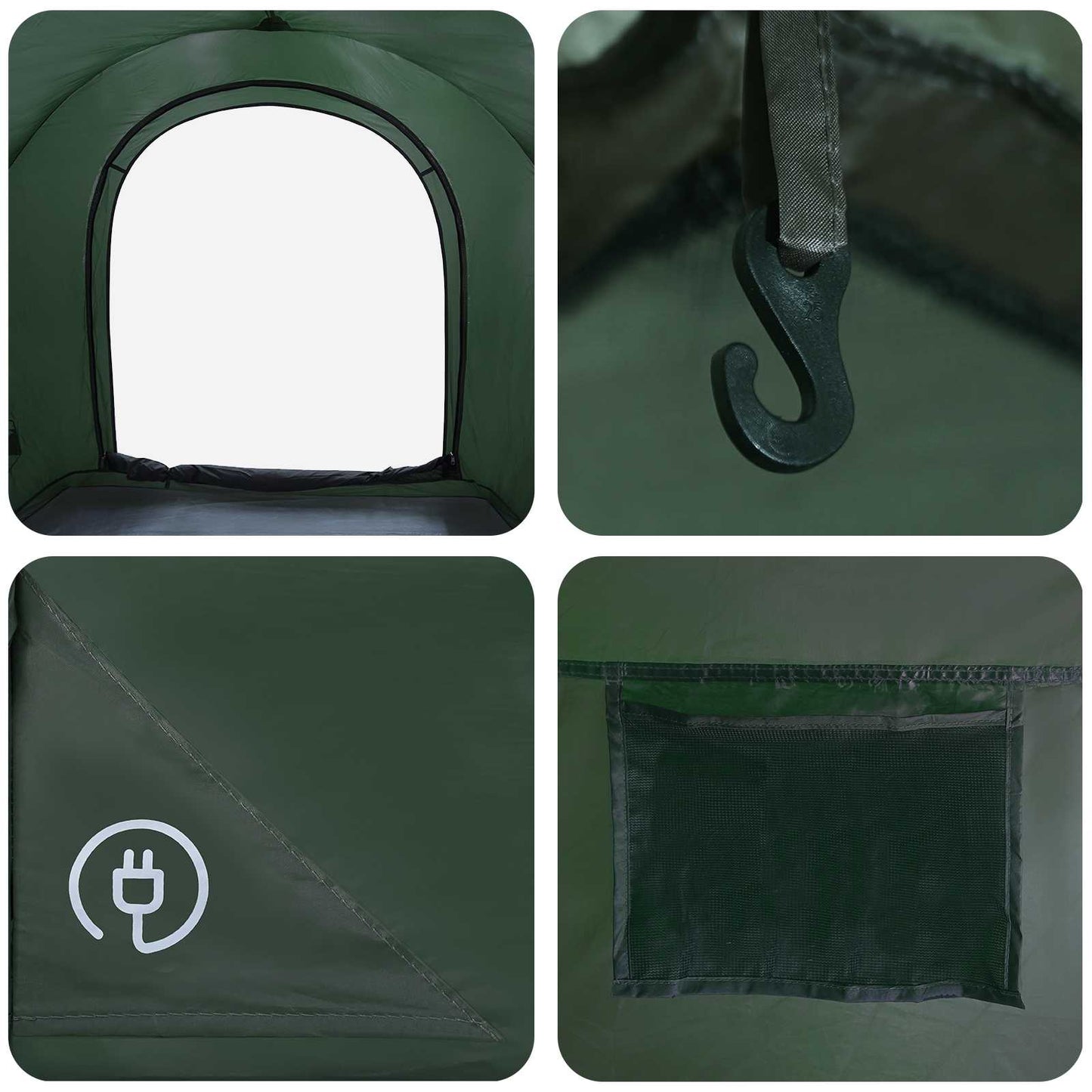 vidaXL Car Tent 200 x 170 x 170 cm Army Green Polyester and Steel