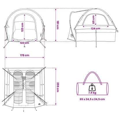 vidaXL Car Tent 200 x 170 x 170 cm Army Green Polyester and Steel