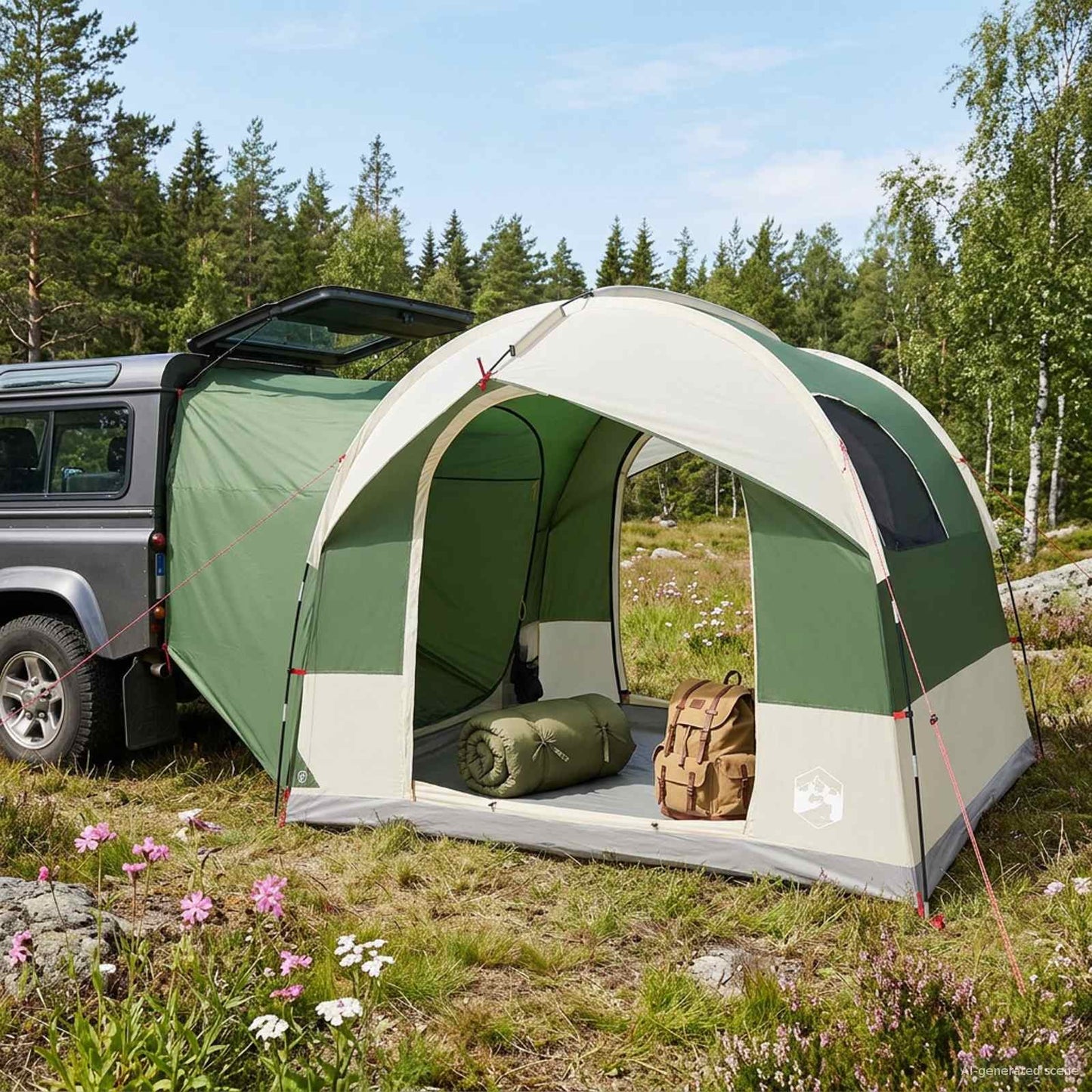vidaXL Tailgate Tent with Rainfly Water-resistant Green 4-Person