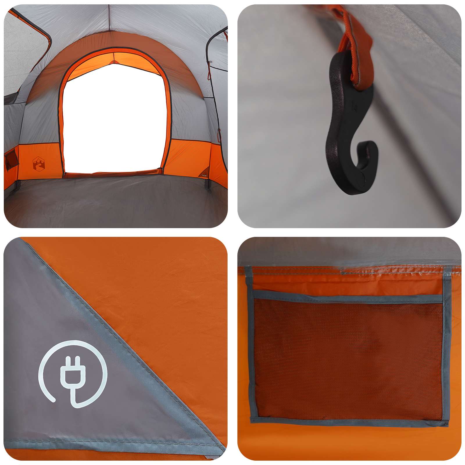 vidaXL Tailgate Tent with Rainfly Water-resistant Grey and Orange - 250 x 250 x 220 cm