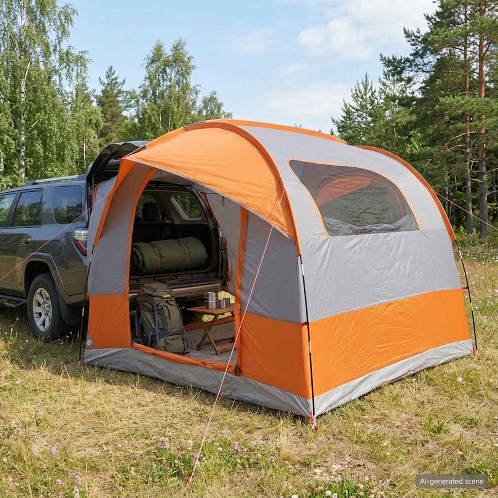vidaXL Tailgate Tent with Rainfly Water-resistant Grey and Orange - 250 x 250 x 220 cm