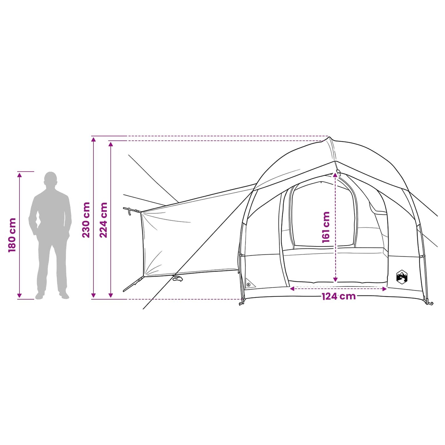 vidaXL Tailgate Tent with Rainfly Water-resistant Grey and Orange - 250 x 250 x 220 cm