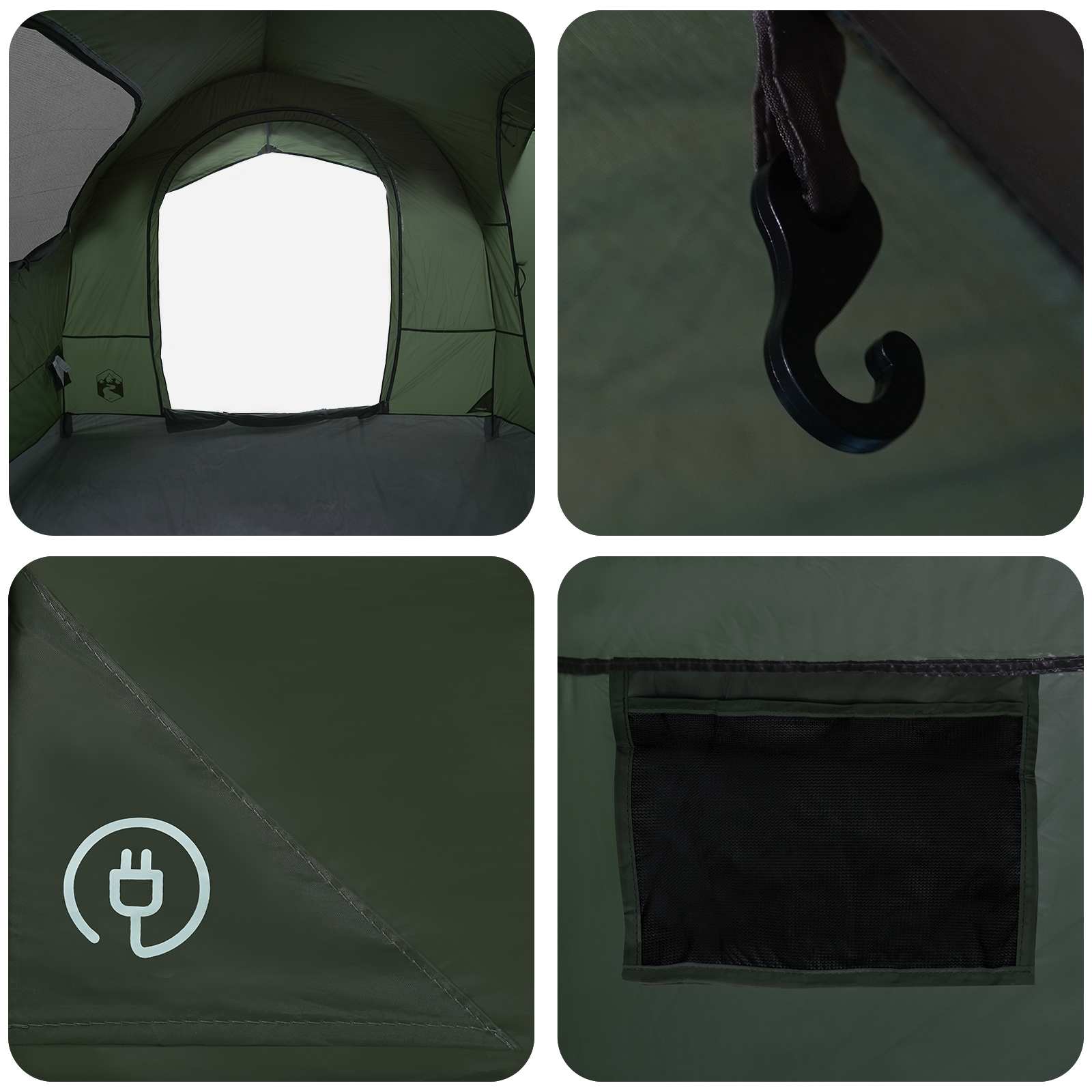 vidaXL Tailgate Tent with Rainfly Water-resistant Army Green - 250 x 250 x 220 cm
