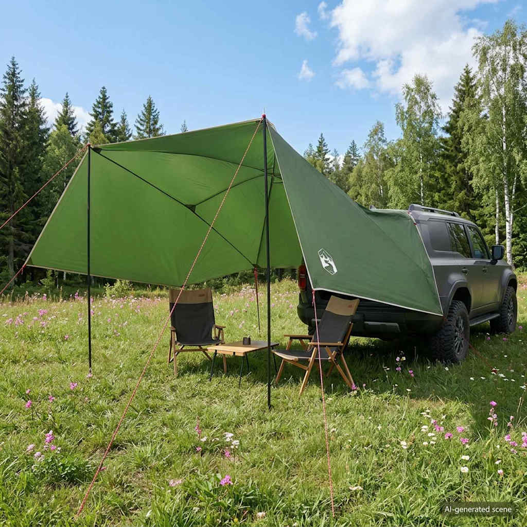 vidaXL Car Tent 308 x 215 x 220 cm Green Polyester and Steel