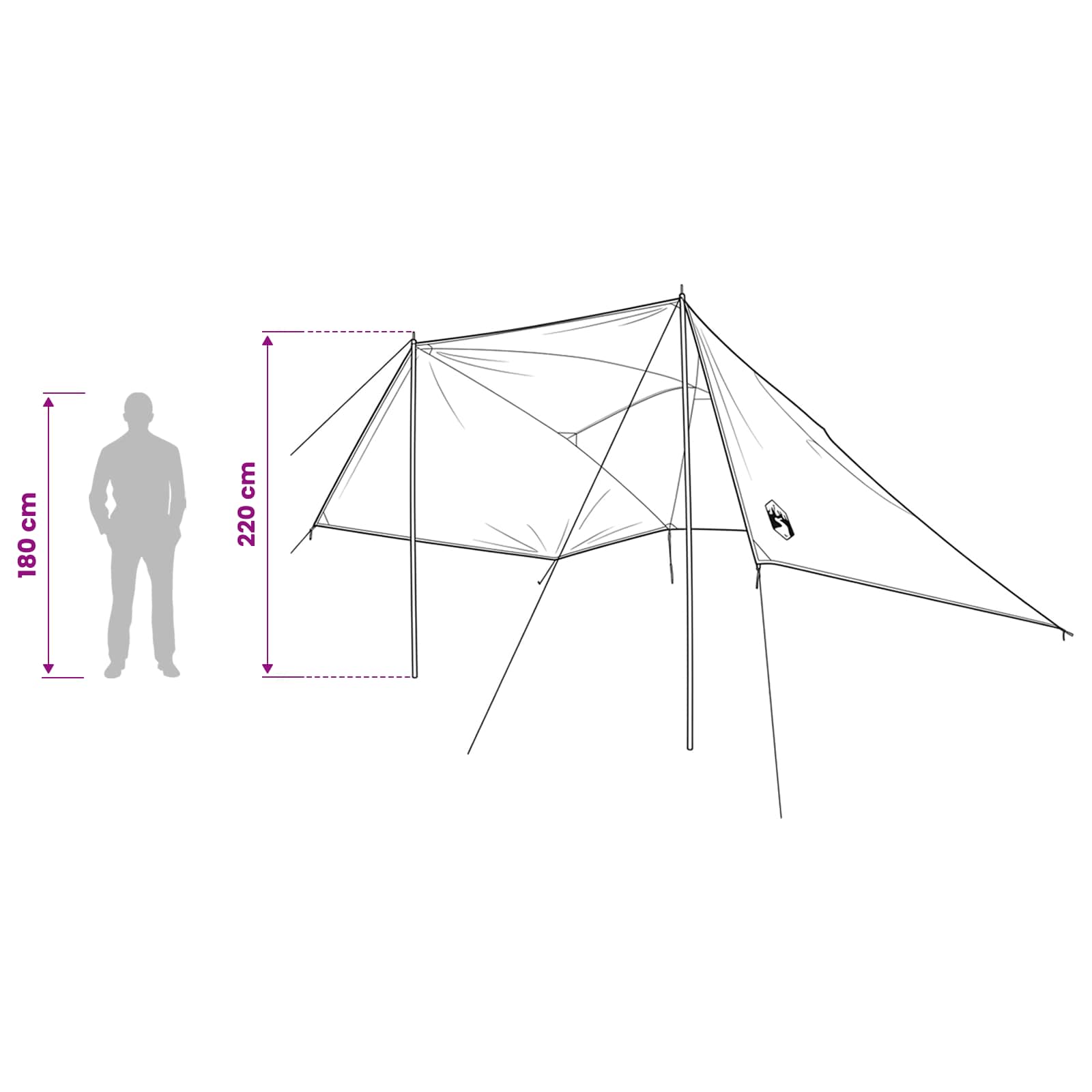 vidaXL Car Tent 308 x 215 x 220 cm Green Polyester and Steel