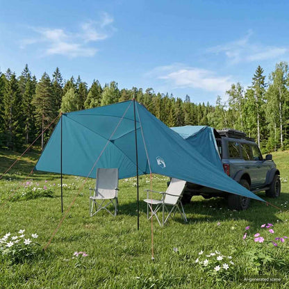 vidaXL Car Tent 308 x 215 x 220 cm Blue Polyester and Steel