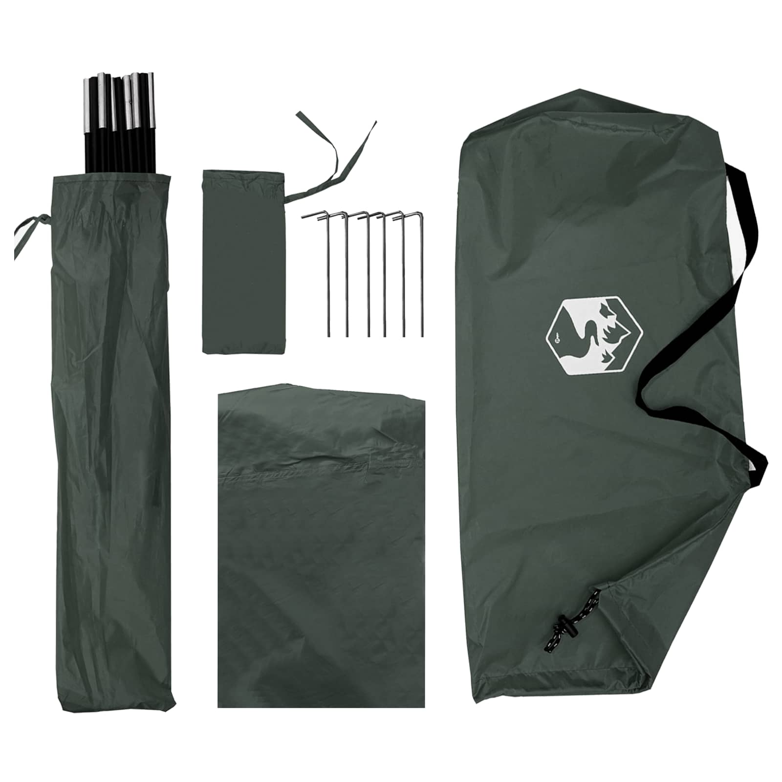 vidaXL Car Tent 308 x 215 x 220 cm Army Green Polyester and Steel