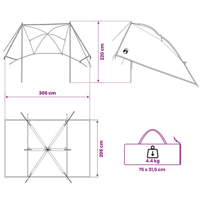 vidaXL Car Tent 308 x 215 x 220 cm Army Green Polyester and Steel