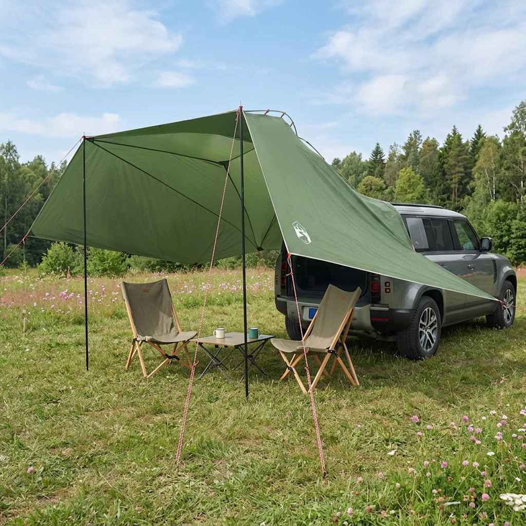 vidaXL Car Tent 350 x 250 cm Green Polyester and Steel