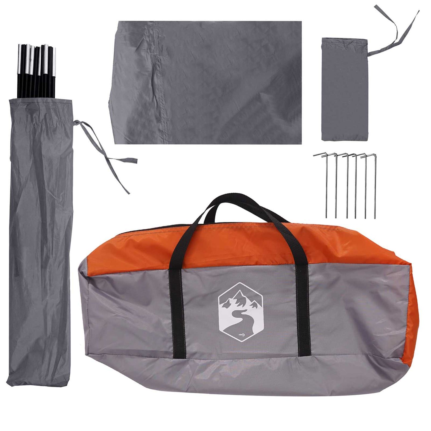 vidaXL Car Tent 350 x 250 cm Grey and Orange Polyester and Steel