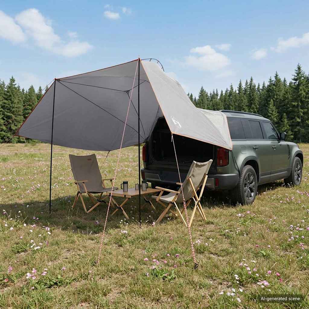 vidaXL Car Tent 350 x 250 cm Grey and Orange Polyester and Steel