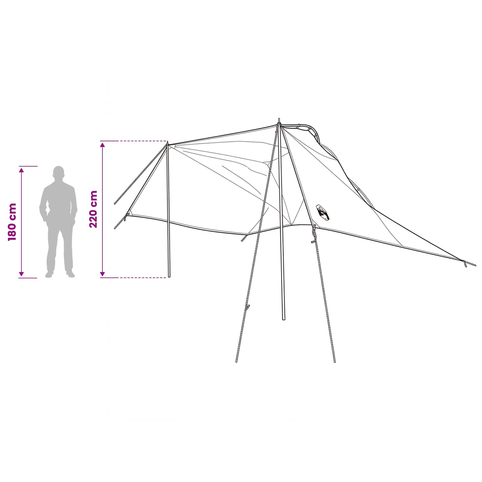 vidaXL Car Tent 350 x 250 cm Grey and Orange Polyester and Steel