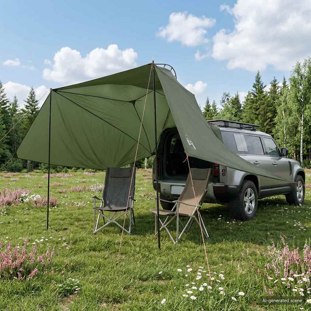 vidaXL Car Tent 350 x 250 cm Army Green Polyester and Steel