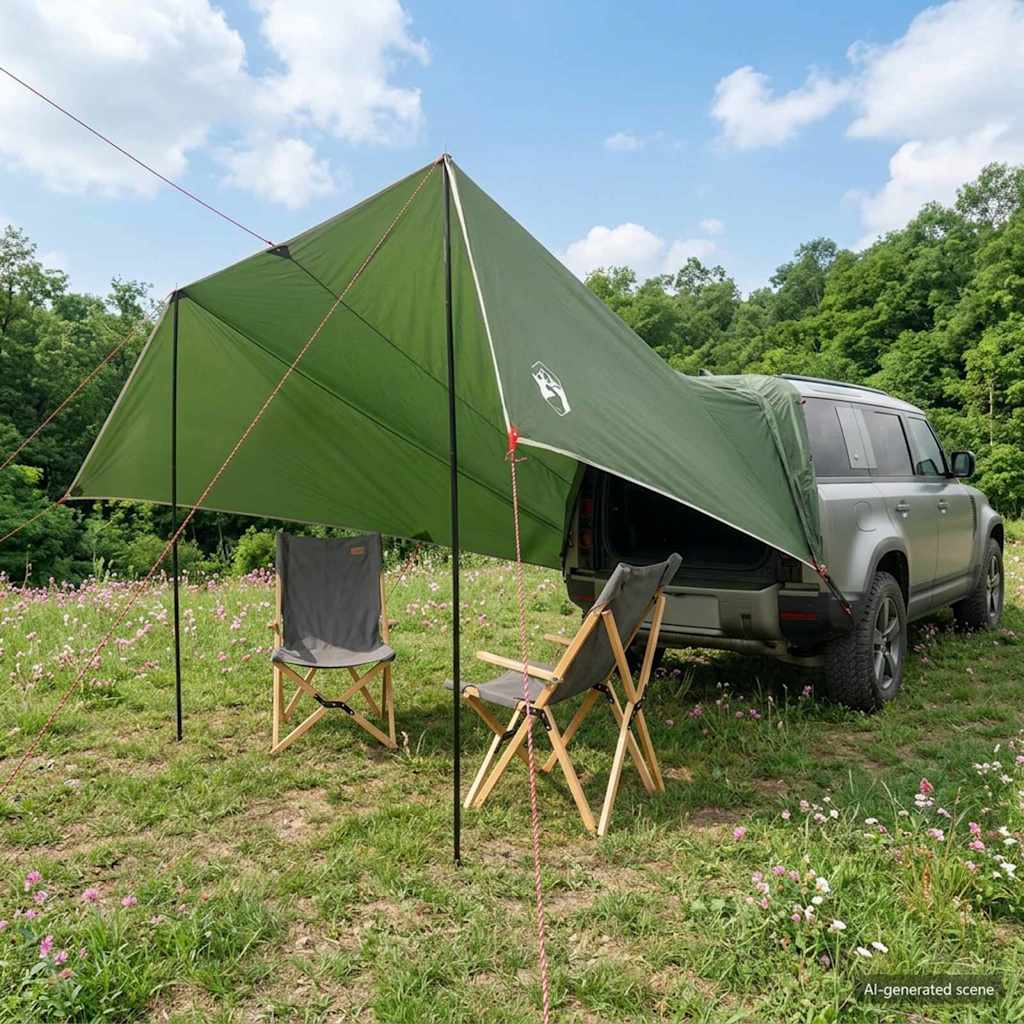 vidaXL Vehicle Awning Green 518 x 580 x 215 cm Polyester and Steel