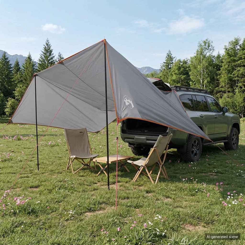 vidaXL Vehicle Awning with Roof Grey and Orange 518 x 580 x 215 cm