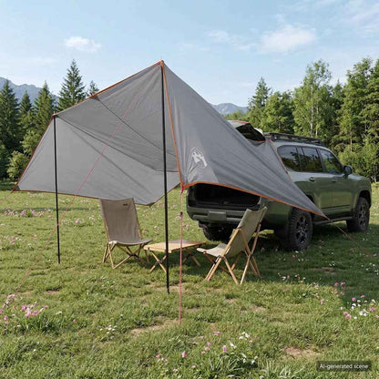 vidaXL Vehicle Awning with Roof Grey and Orange 518 x 580 x 215 cm