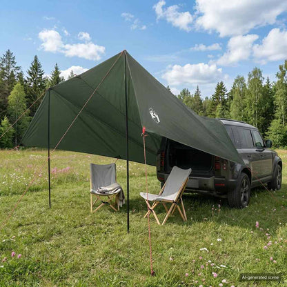 vidaXL Vehicle Awning with Roof Army green 518 x 580 x 215 cm