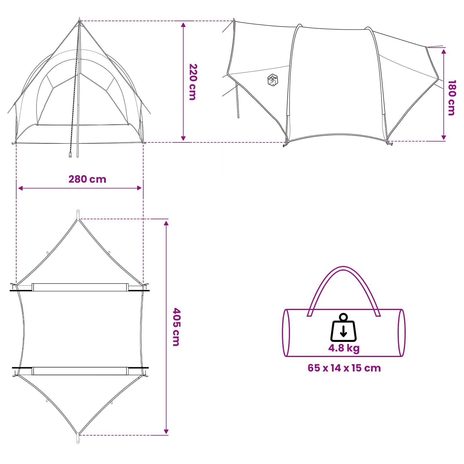 vidaXL Tailgate Awning Water-resistant Grey and Orange - 405 x 280 x 220 cm