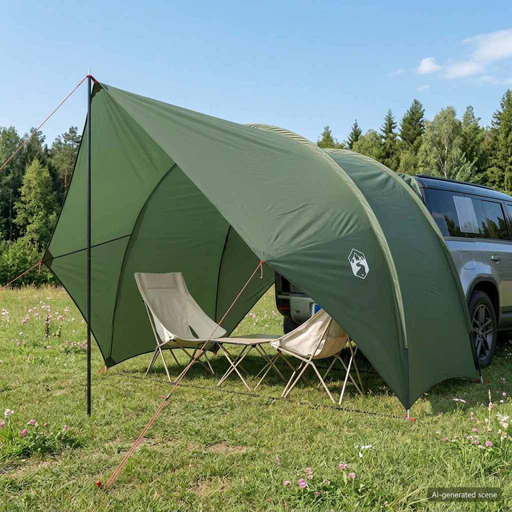 vidaXL Tailgate Awning Water-resistant 405 x 280 x 220 cm Army Green