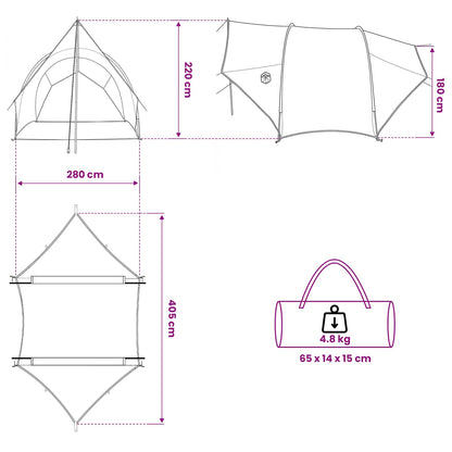 vidaXL Tailgate Awning Water-resistant 405 x 280 x 220 cm Army Green