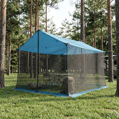 vidaXL Camping Tarp with Mesh Walls 340 x 260 x 220 cm Blue
