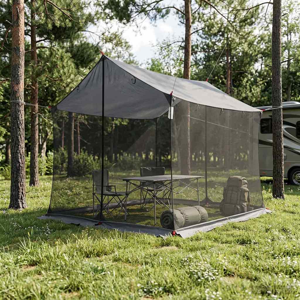 vidaXL Camping Tarp with Mesh Walls 270 x 210 x 210 cm Grey and Orange