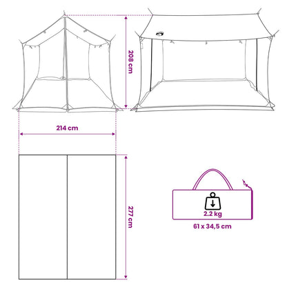 vidaXL Camping Tarp with Mesh Walls 270 x 210 x 210 cm Grey and Orange
