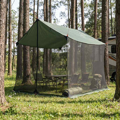 vidaXL Camping Tarp with Mesh Walls 270 x 210 x 210 cm Army Green