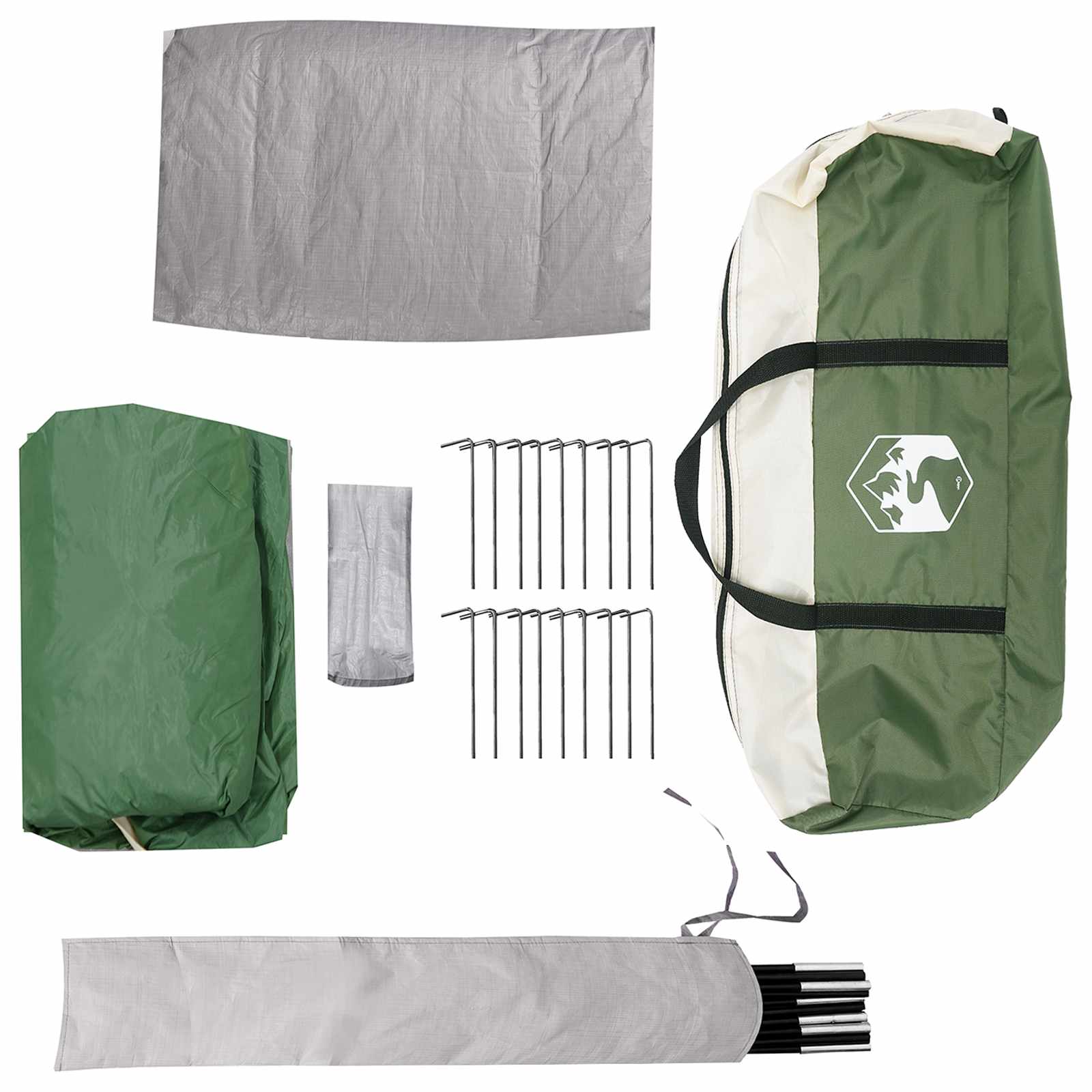 vidaXL Cabin Tent with Roof Green 12-Person Polyester and Steel