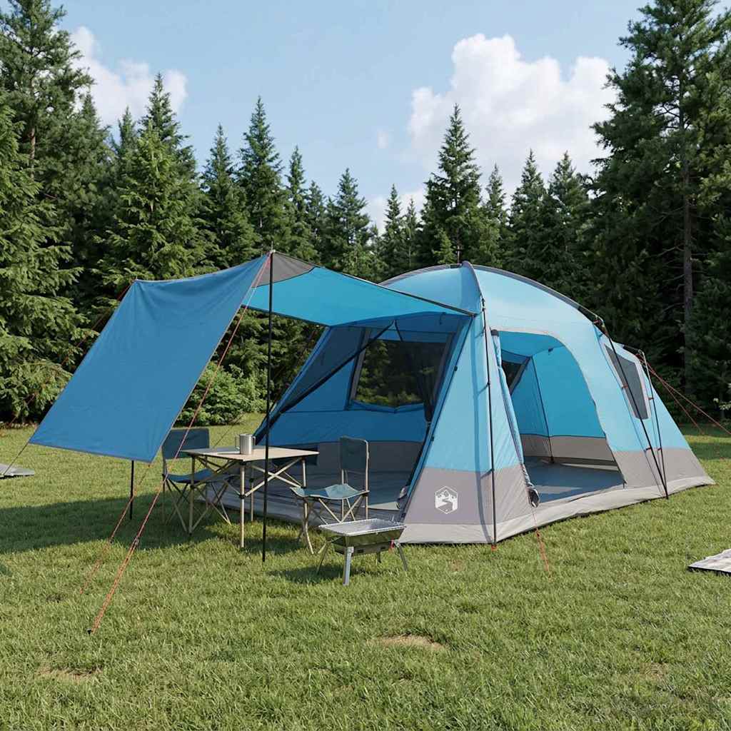 vidaXL Cabin Tent with Roof Blue 12-Person Polyester and Steel